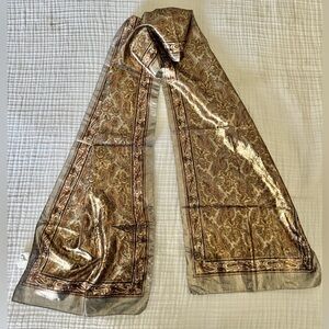Oscar de la Renta Vintage Metallic Paisley Long Scarf Made in Italy 10.5” x 55”